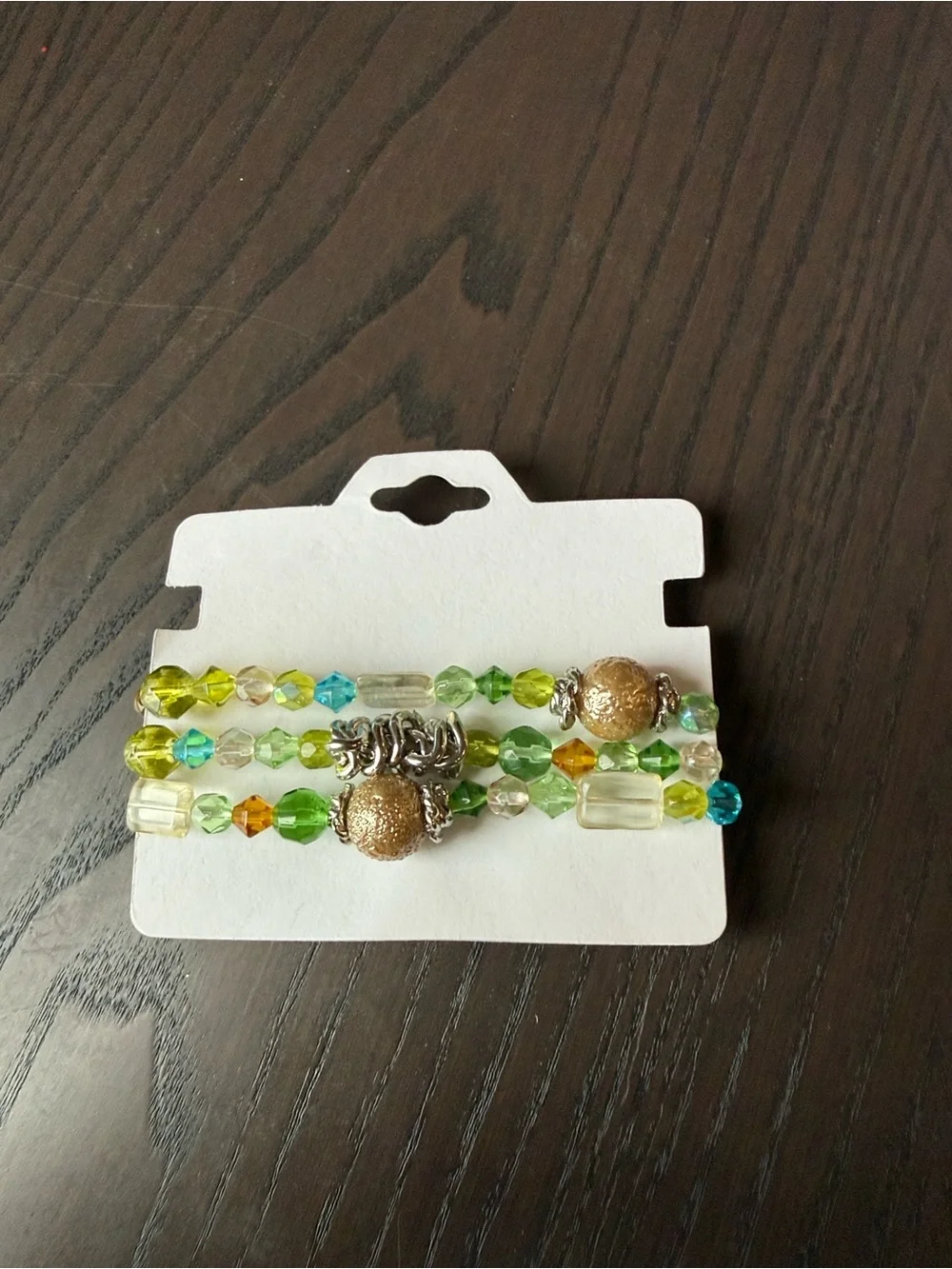 Green Crystal Multi-Strand Bracelet with Rhinestone Accent